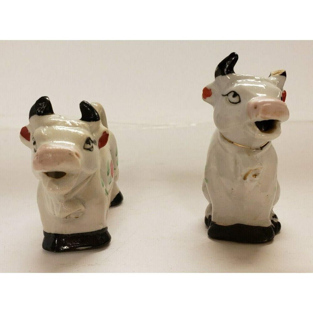 Creamers, Set of 2, Mini Cow  Made in Japan, Hand painted Vintage, (C70)